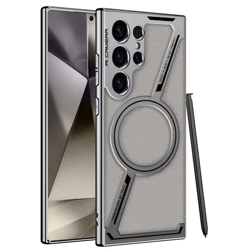 Luxury Plating Plain Leather Phone Case