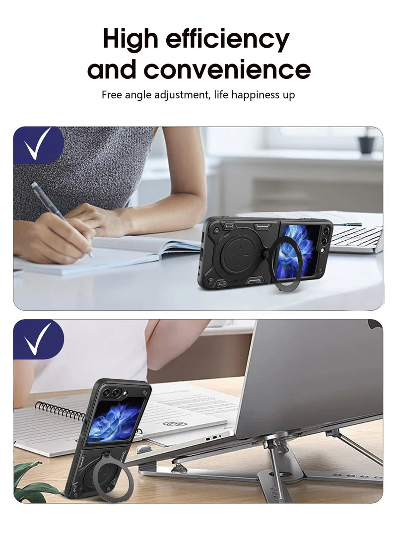 For Samsung Galaxy Z Flip5 Case With Magnetic Car Holder Ring
