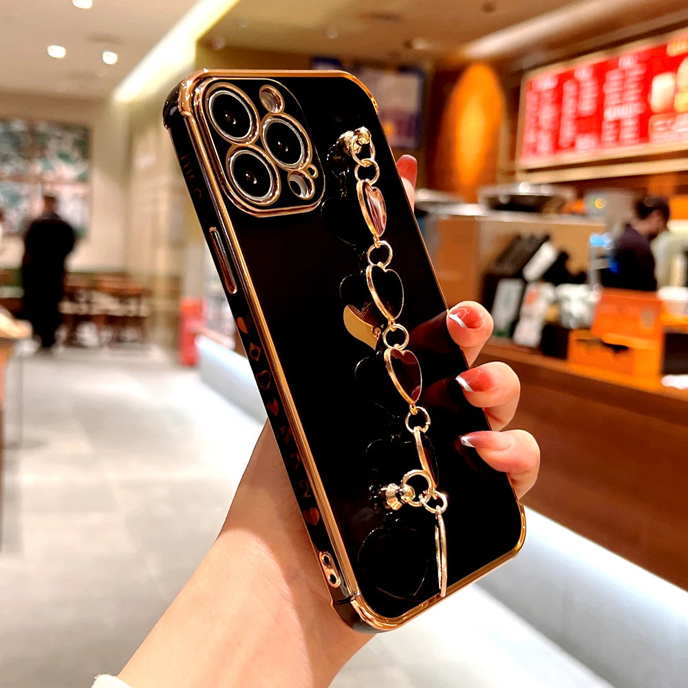 Silicone Case For iPhone With Bracelet Strap Cover