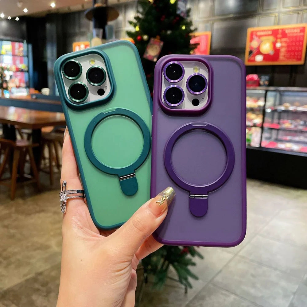 Metal Ring Stand Matte Magnetic Case