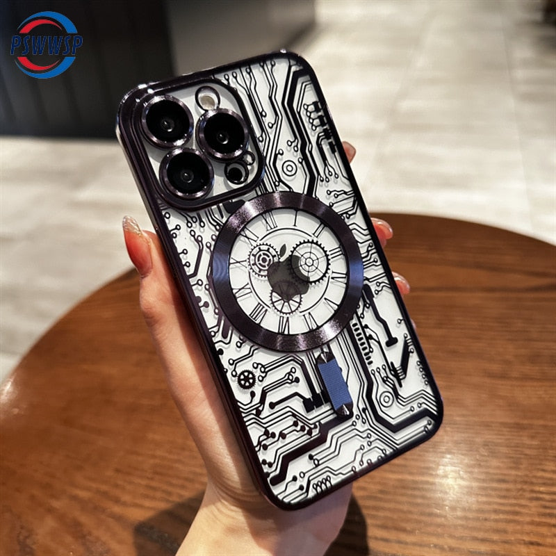 iPhone 15 14 13 12 Creative Diagram Case Magsafe Plating Cover