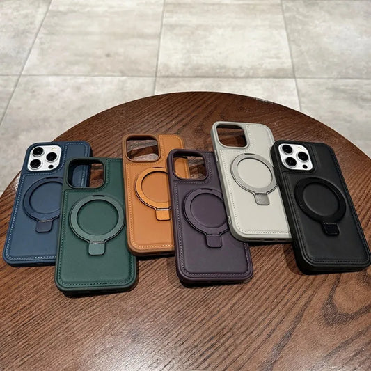 Leather Magnetic Stand Phone Case For iPhone 15 14 13 12 Pro Max Plus Cover