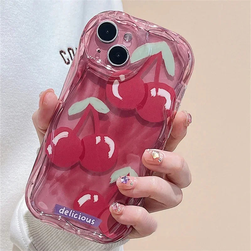 Pink Peach Cherry Soft Clear Phone Case For IPhone