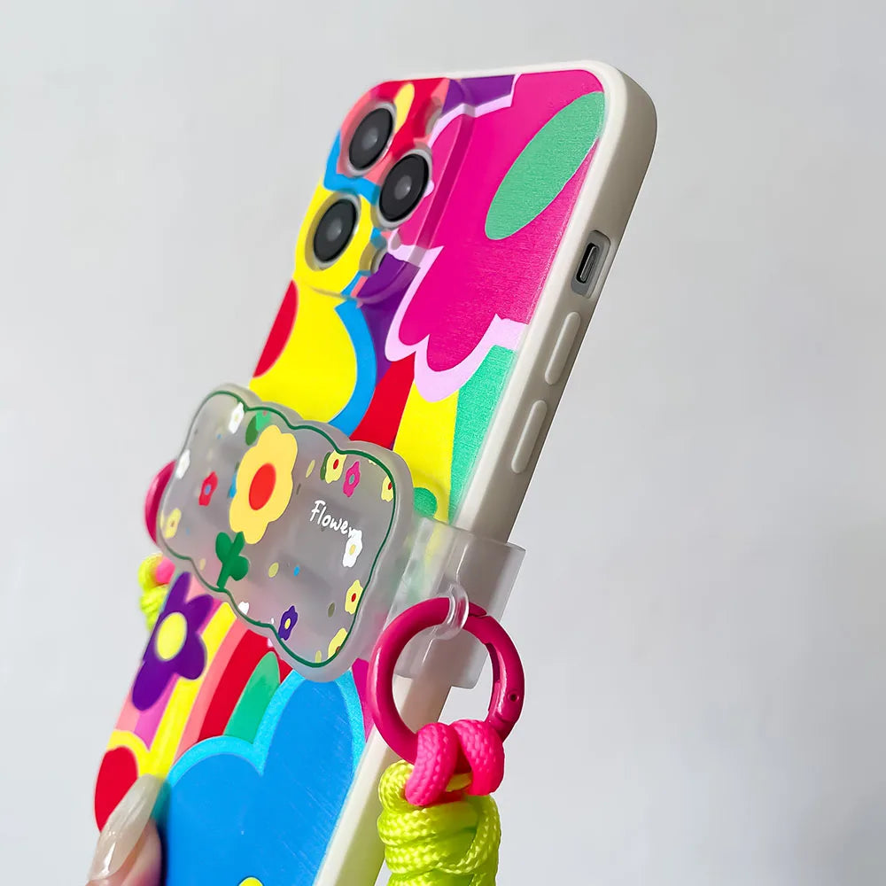 For iPhone Lanyard Bracket Chain Crossbody Phone Strap Case