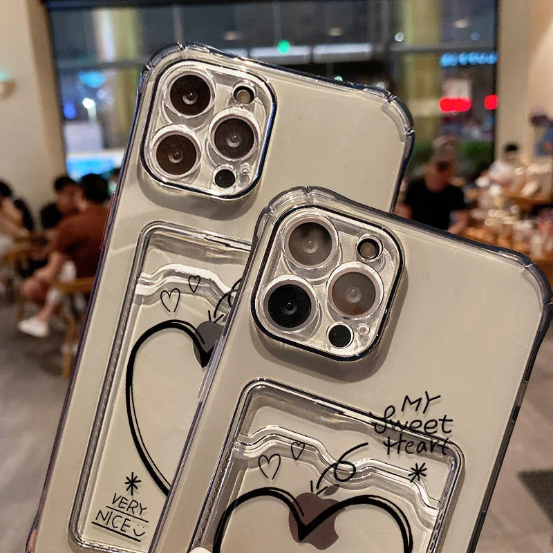 Card Holder Clear Phone Case For iPhone Cover