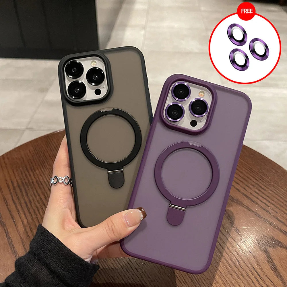 Metal Ring Stand Matte Magnetic Case