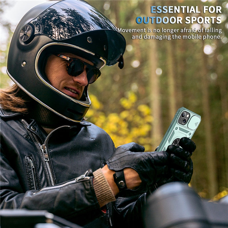 iPhone 15 14 13 12 Slide Camera Lens Protection Magnetic Ring Holder Case