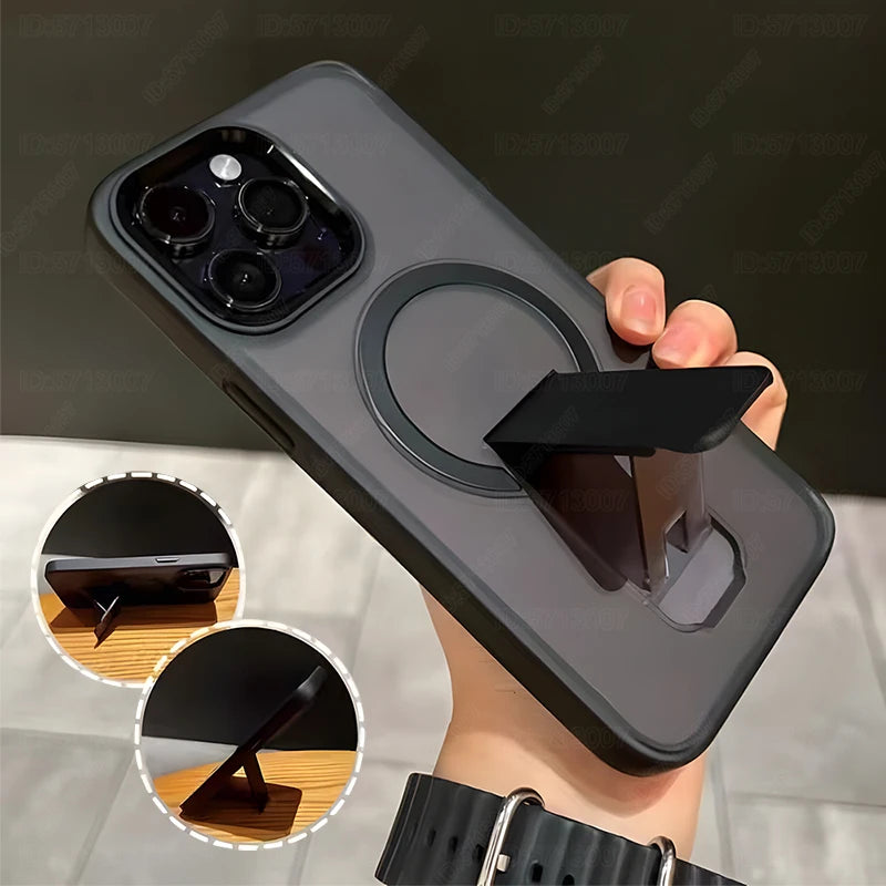 For Magsafe Magnetic Stand Invisible Support Phone Case for iPhone