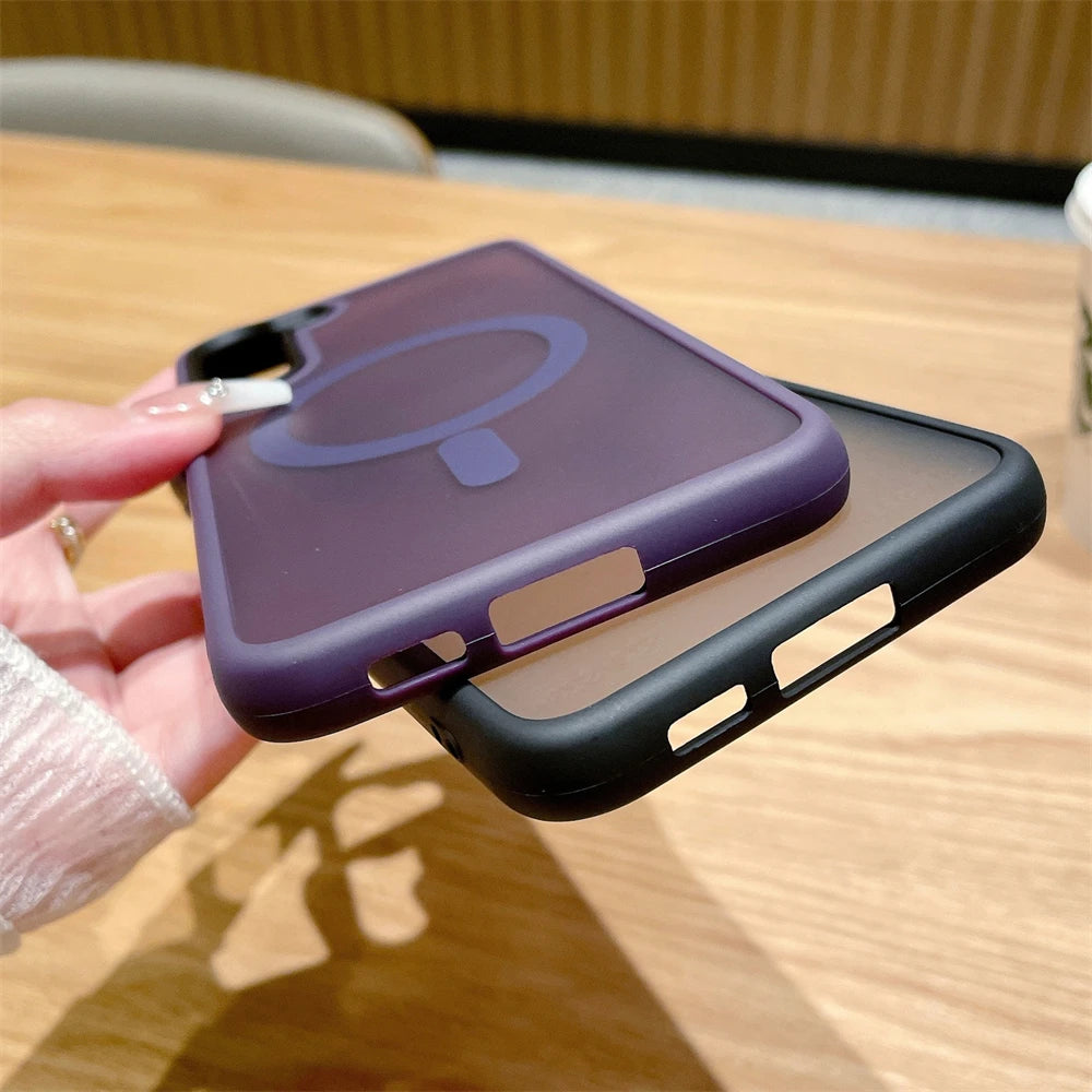 Magnetic Phone Case for For Samsung S23 Ultra S22 Plus Cases Matte Clear Magnet Wireless Charging