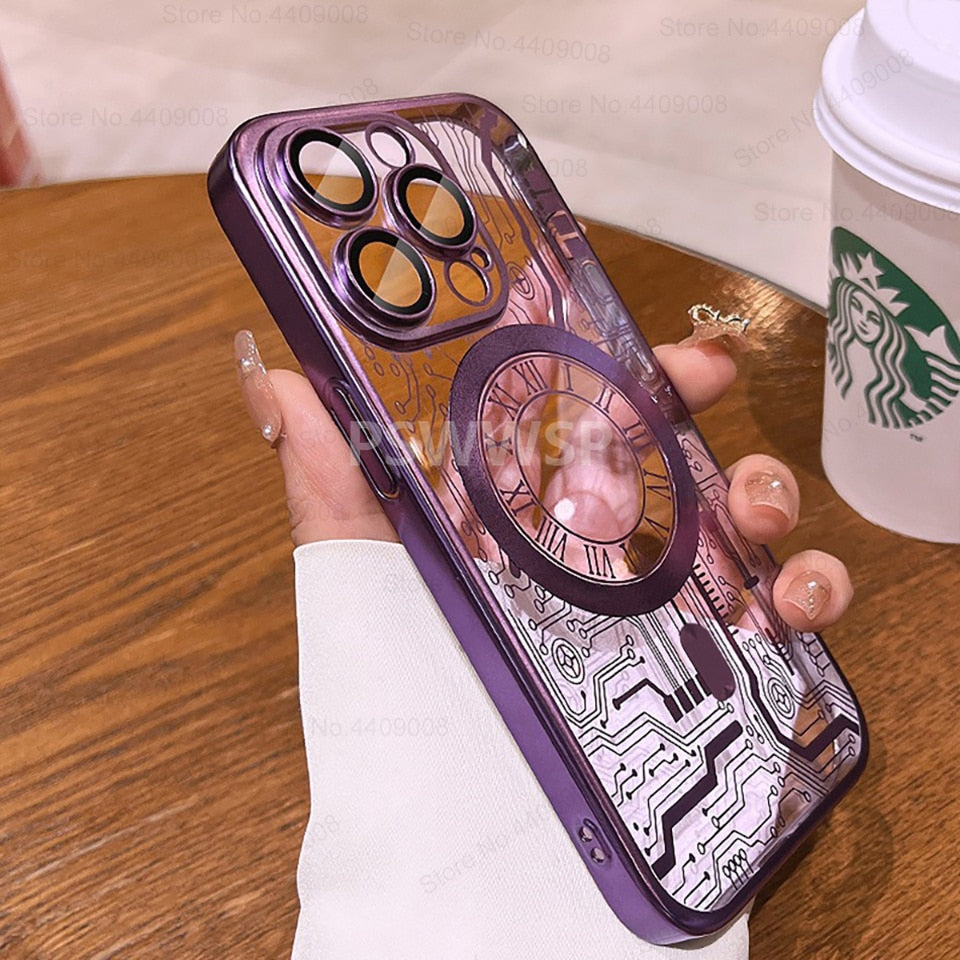 iPhone 15 14 13 12 Creative Diagram Case Magsafe Plating Cover