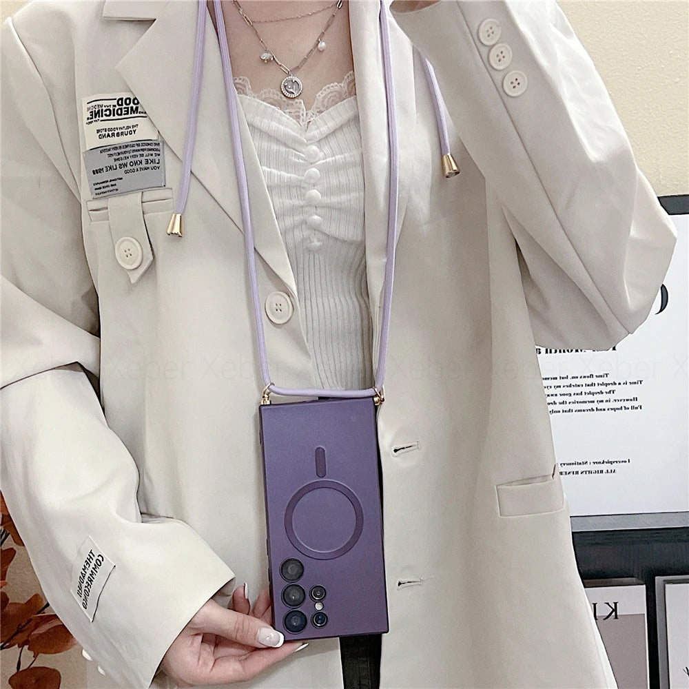 Lanyard Crossbody Necklace Magnetic Charge Case