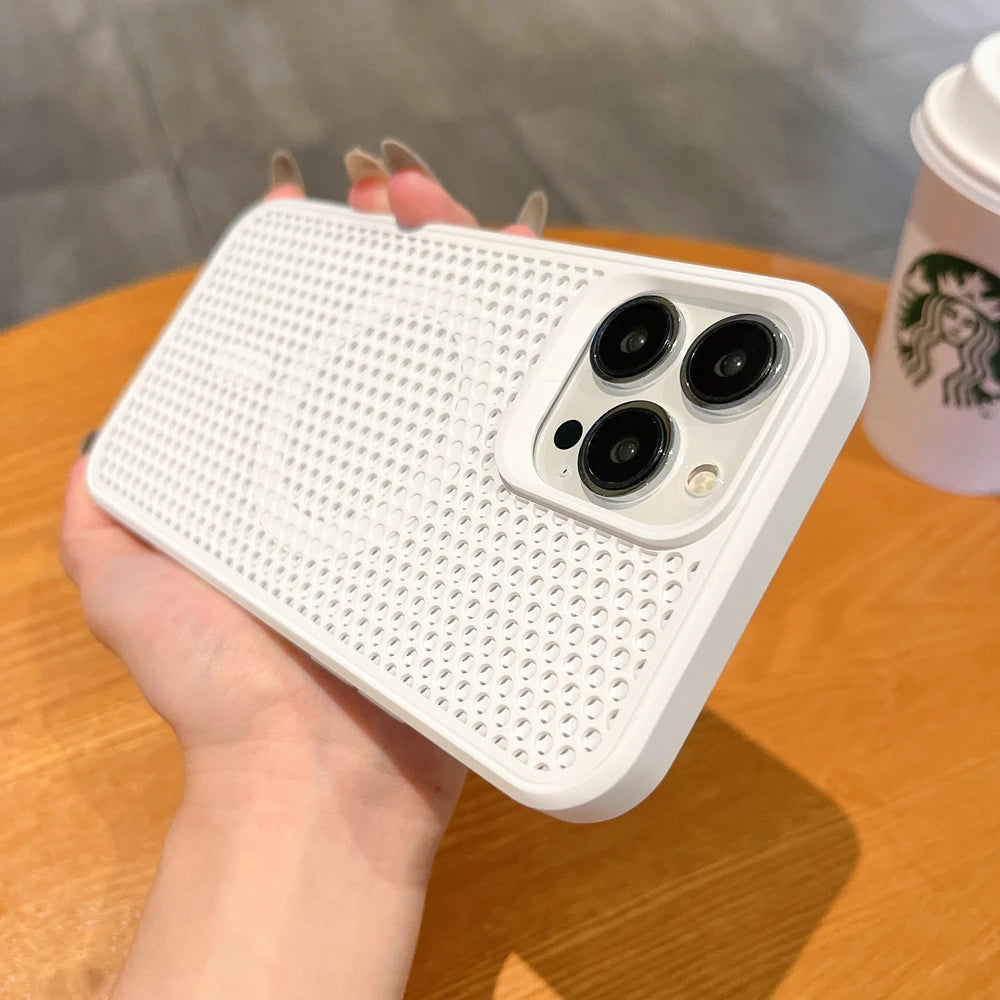 Case for iPhone 15 14 13 12 Pro Max Plus Breathable Wireless Charger Solid Color Cover