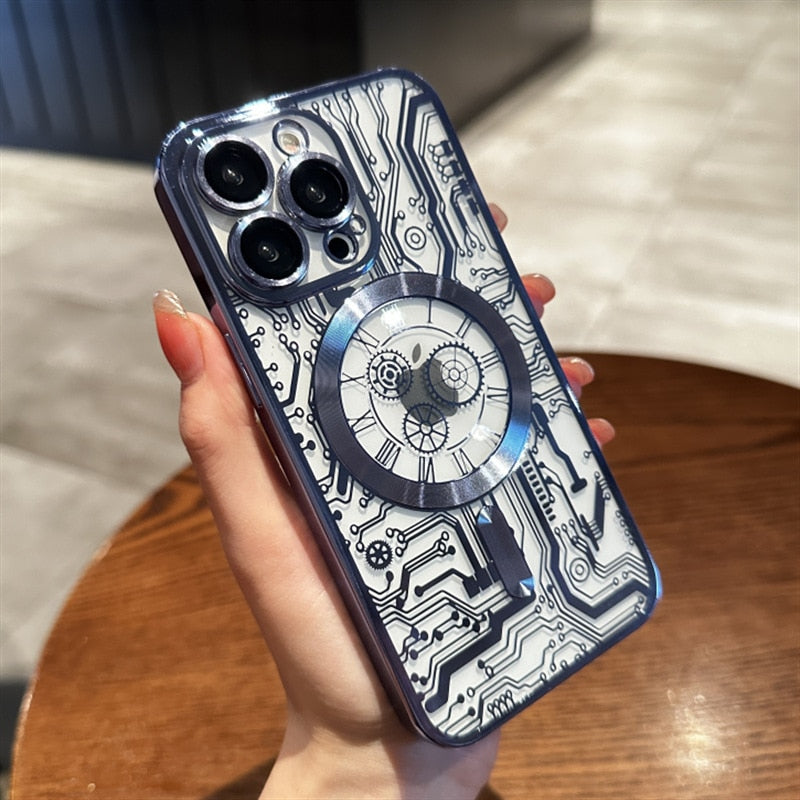 iPhone 15 14 13 12 Creative Diagram Case Magsafe Plating Cover