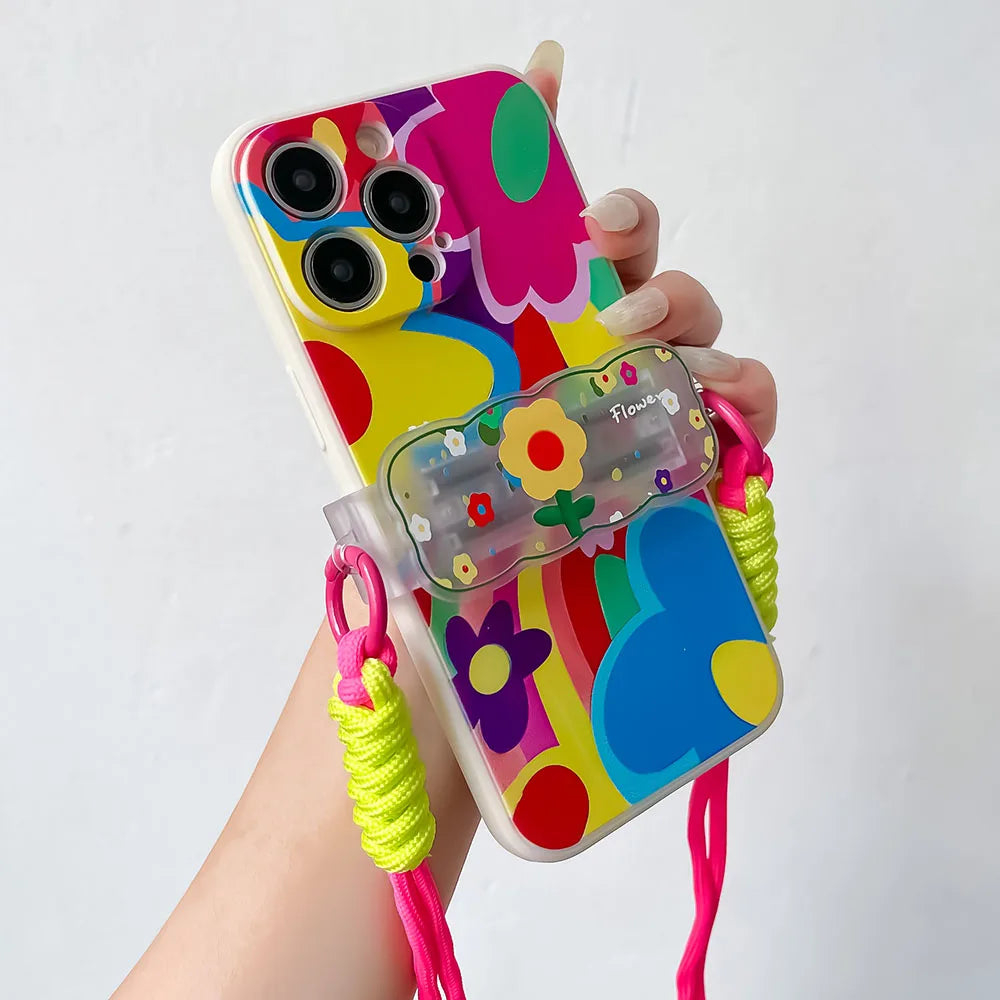 For iPhone Lanyard Bracket Chain Crossbody Phone Strap Case