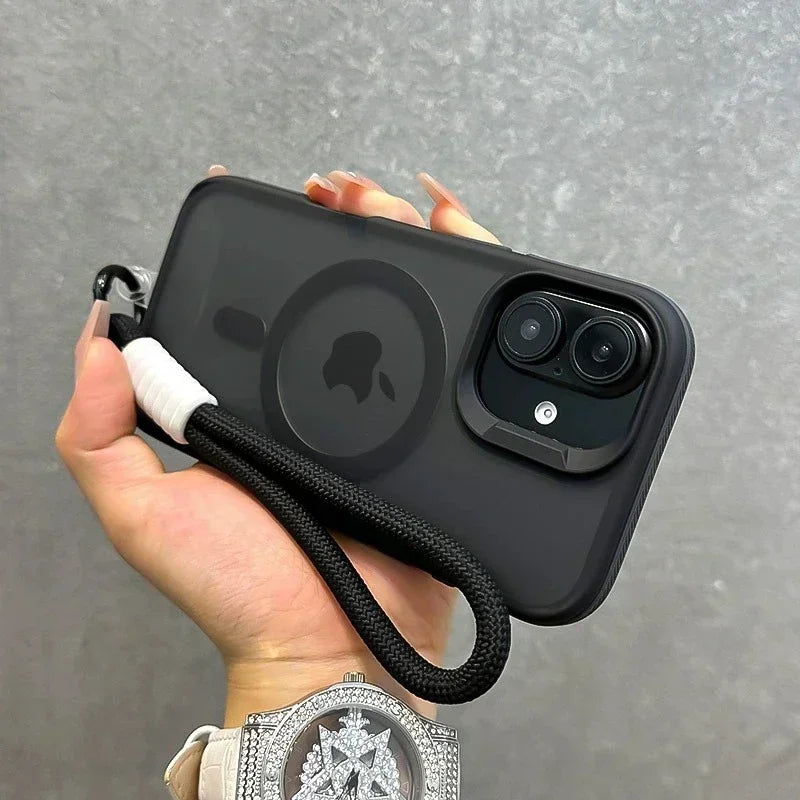 Lanyard Magsafe Matte Phone Case For iPhone Bumper Back Cases Cover