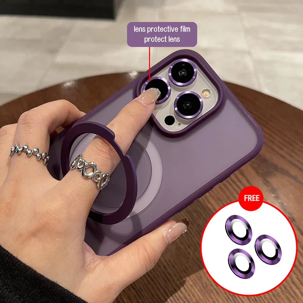 Metal Ring Stand Matte Magnetic Case