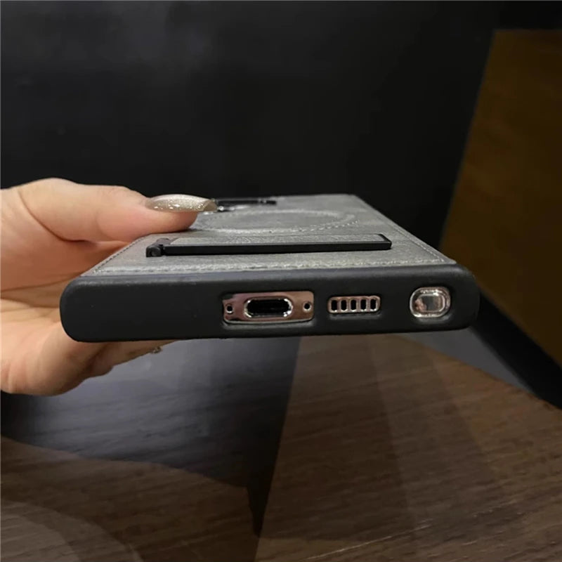 Leather Magnetic Fold Stand Holder Case