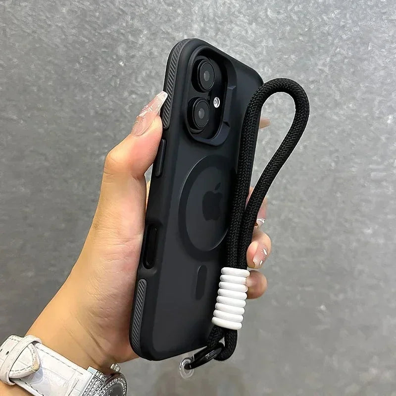 Lanyard Magsafe Matte Phone Case For iPhone Bumper Back Cases Cover