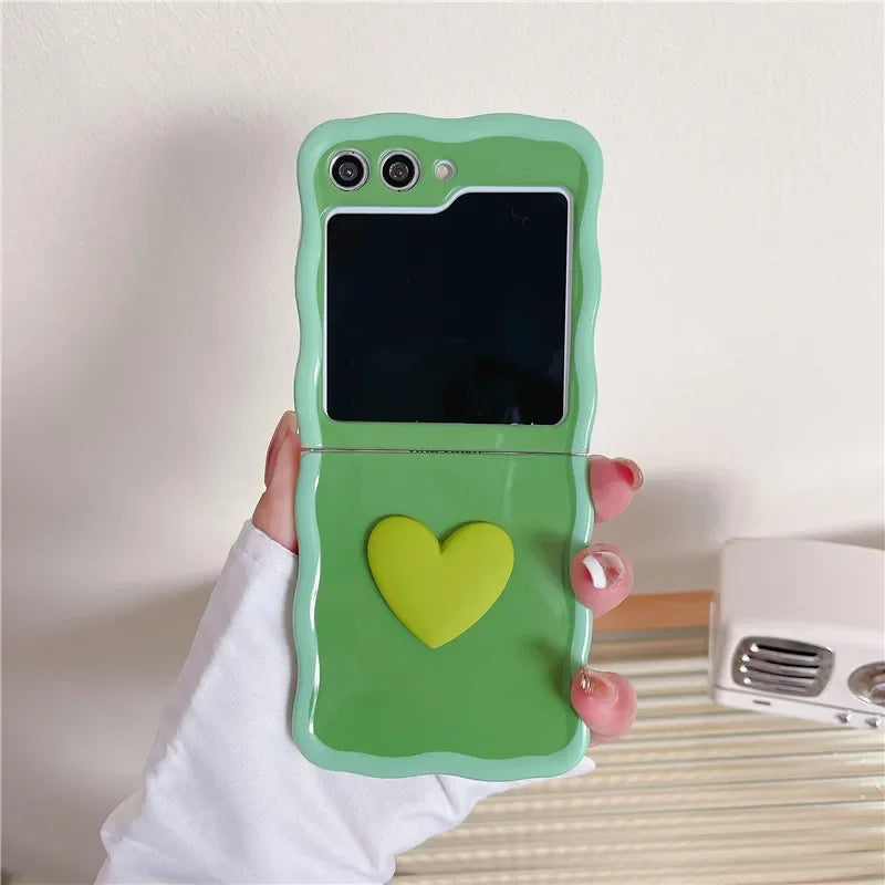 For Samsung Galaxy Z Flip 3 4 5 Phone Case Heart Hand Rope Wave Shockproof Cover