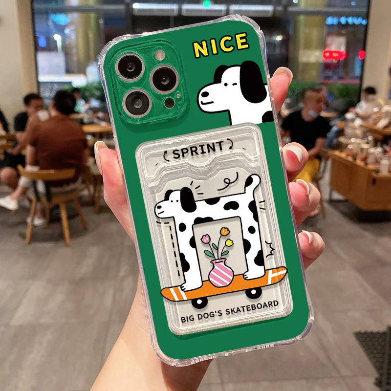 Card Holder Clear Phone Case For iPhone Cover