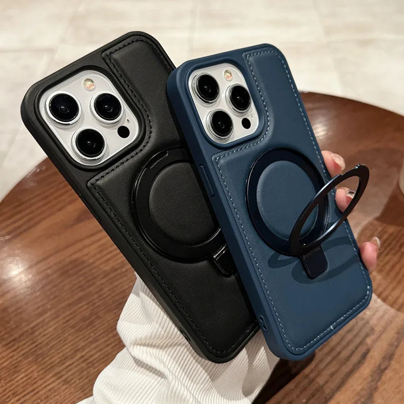 Leather Magnetic Stand Phone Case For iPhone 15 14 13 12 Pro Max Plus Cover