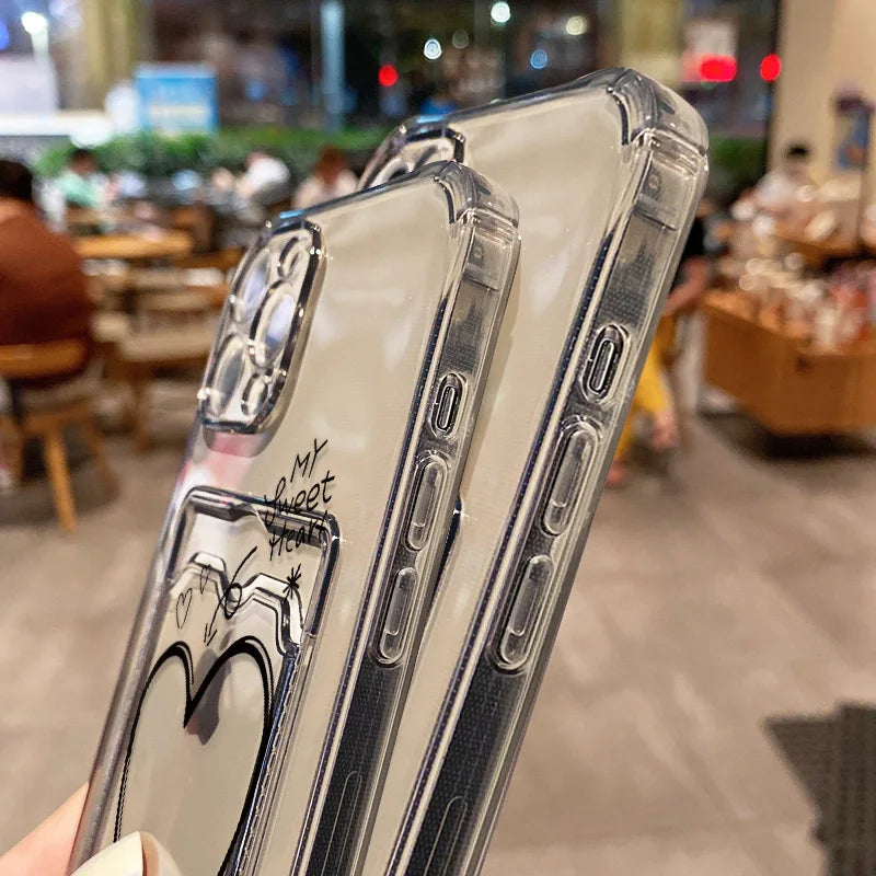Card Holder Clear Phone Case For iPhone Cover