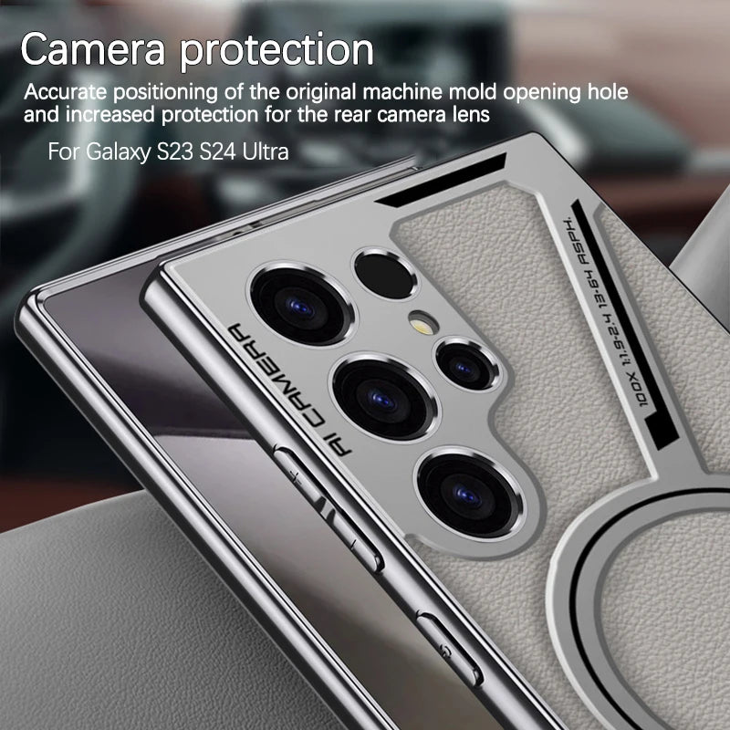 Luxury Plating Plain Leather Phone Case