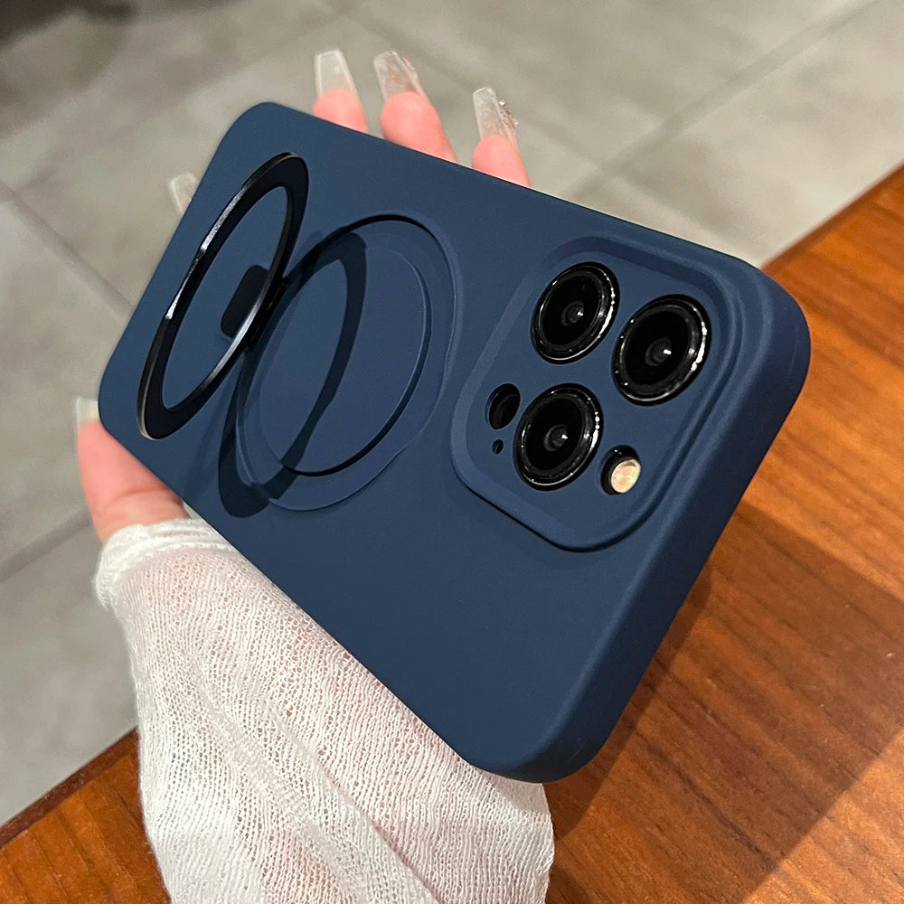 Original Liquid Silicone Magnetic Stand Holder Phone Case