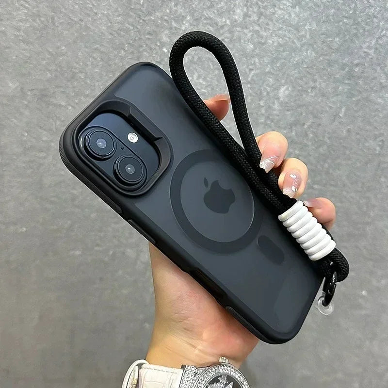 Lanyard Magsafe Matte Phone Case For iPhone Bumper Back Cases Cover