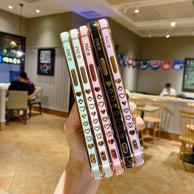 Plating Silicone Soft Case For iPhone Love Heart Cover