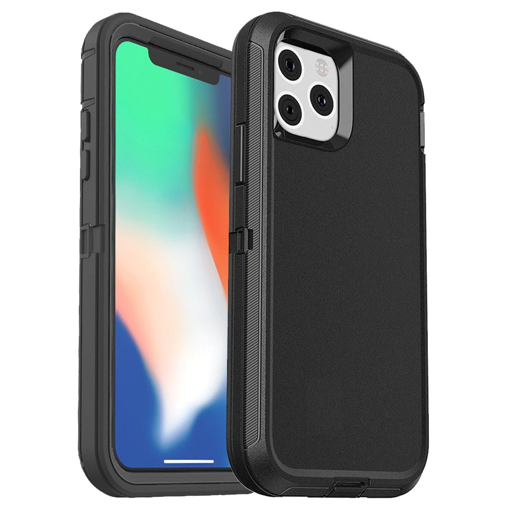 iPhone 15 14 13 12, 3 in1 Shockproof Defend Case Cover Belt Clip