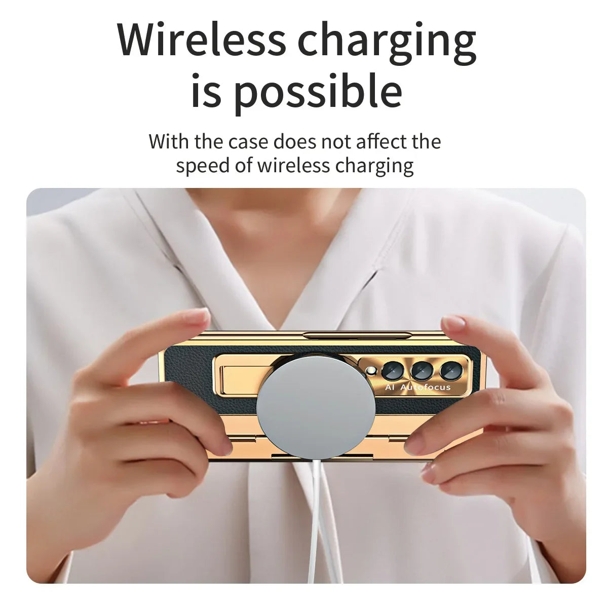 For Samsung Galaxy Z Fold Leather Plating Stand Cover