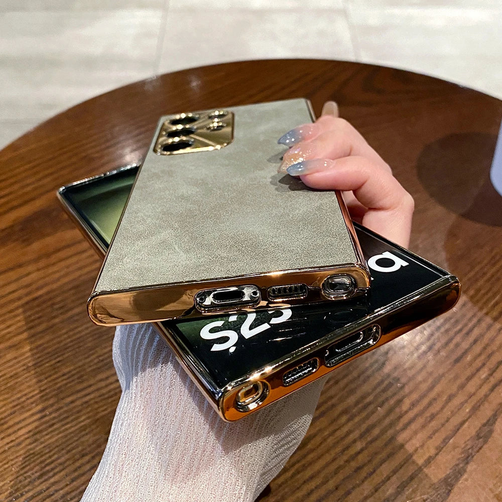 Matte Suede Leather Case For Samsung Galaxy Cover