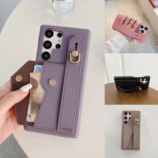 Strap Wallet Case For Samsung Galaxy S21 FE S22 S23 Plus Note 20 Ultra Luxury Card Holder