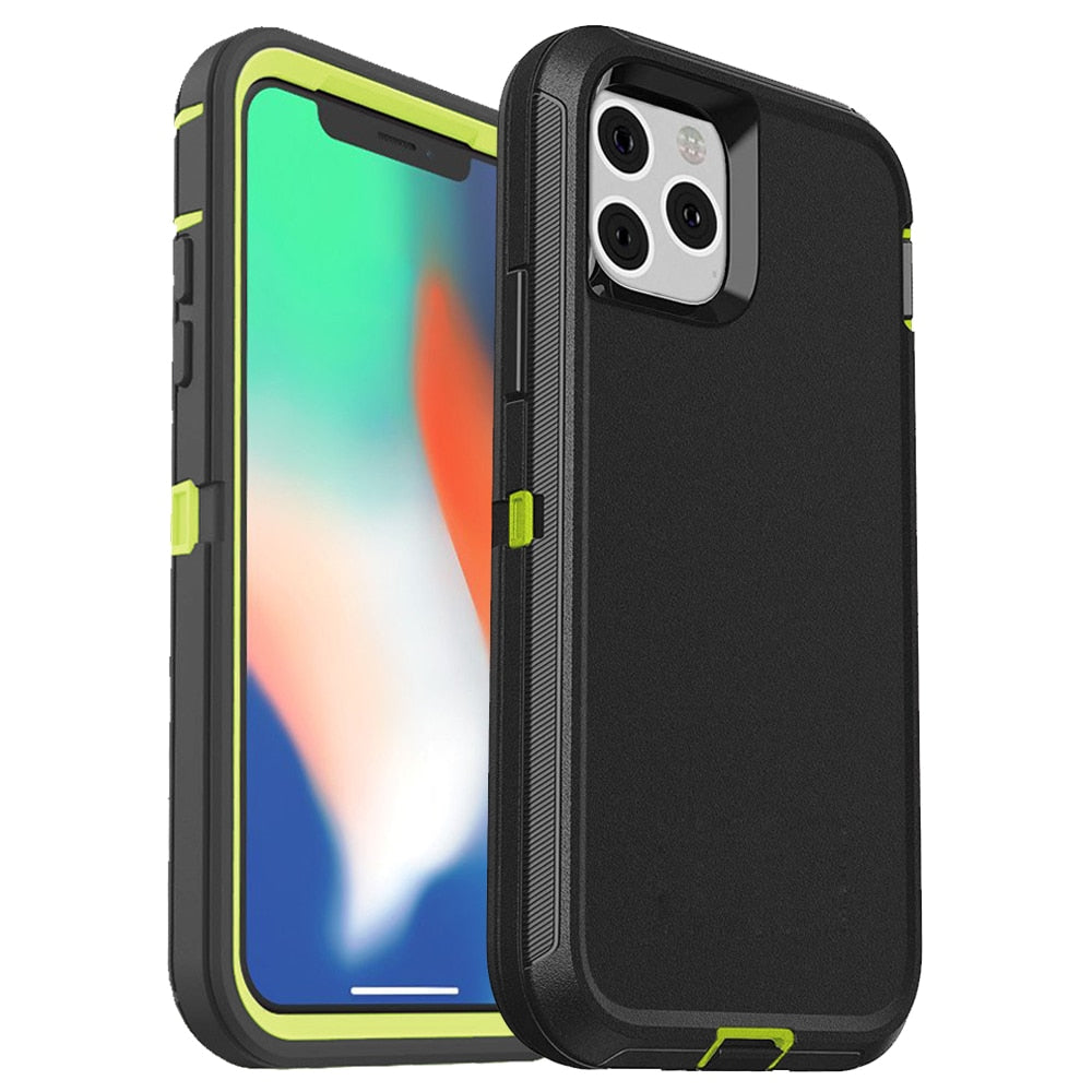 iPhone 15 14 13 12, 3 in1 Shockproof Defend Case Cover Belt Clip