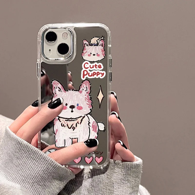 Sunglasses Dog Pattern Mirror Phone Case For iPhone