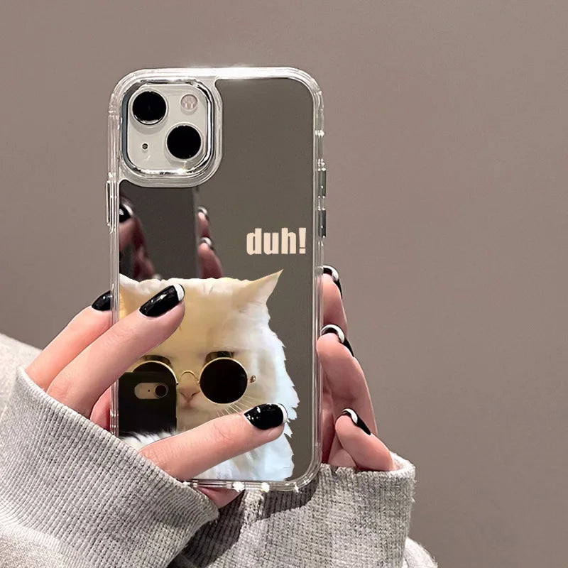 Sunglasses Dog Pattern Mirror Phone Case For iPhone