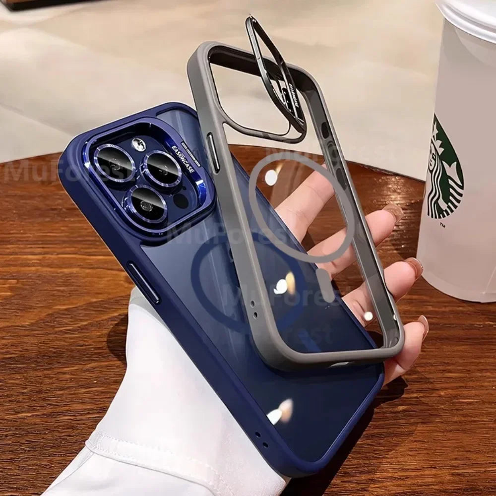 For iPhone Magsafe Magnetic Lens Holder Stand Phone Case