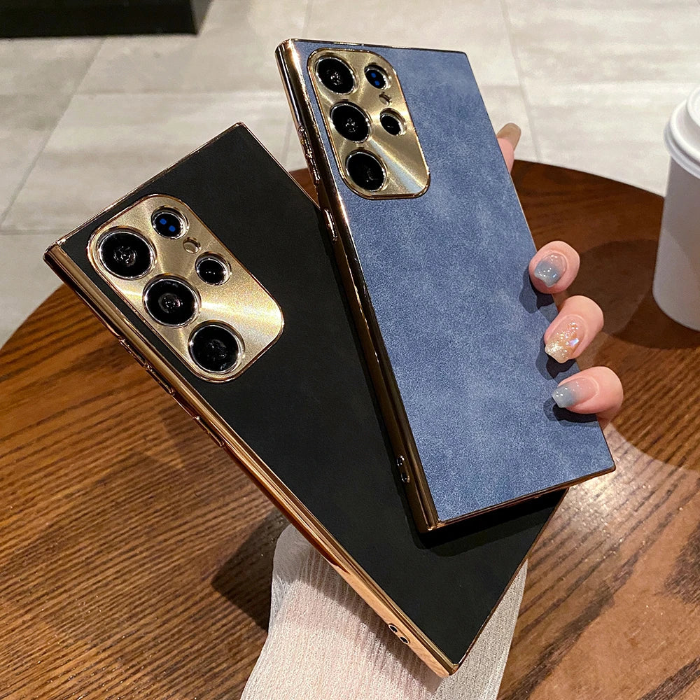 Matte Suede Leather Case For Samsung Galaxy Cover