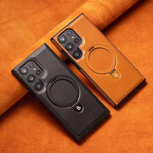 Magnetic Bracket Leather Phone Case\
