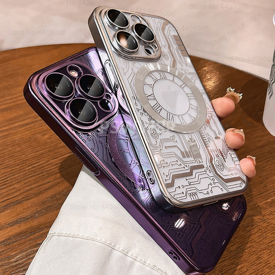 iPhone 15 14 13 12 Creative Diagram Case Magsafe Plating Cover