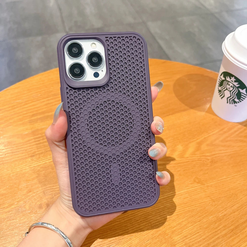 Case for iPhone 15 14 13 12 Pro Max Plus Breathable Wireless Charger Solid Color Cover