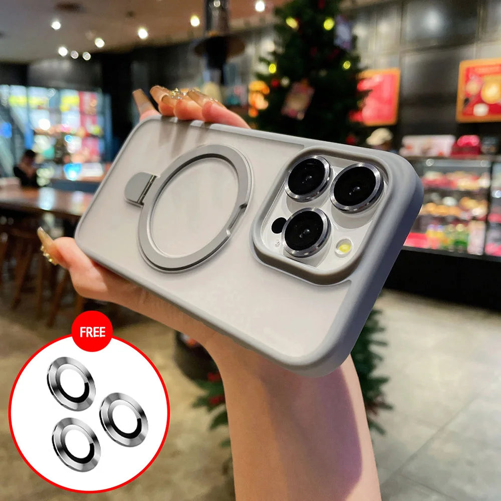 Metal Ring Stand Matte Magnetic Case
