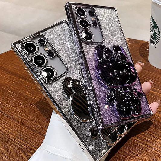 Glitter Mirror Rabbit Stand Holder Case