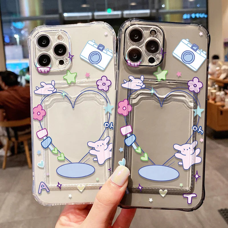 Card Holder Clear Phone Case For iPhone Cover