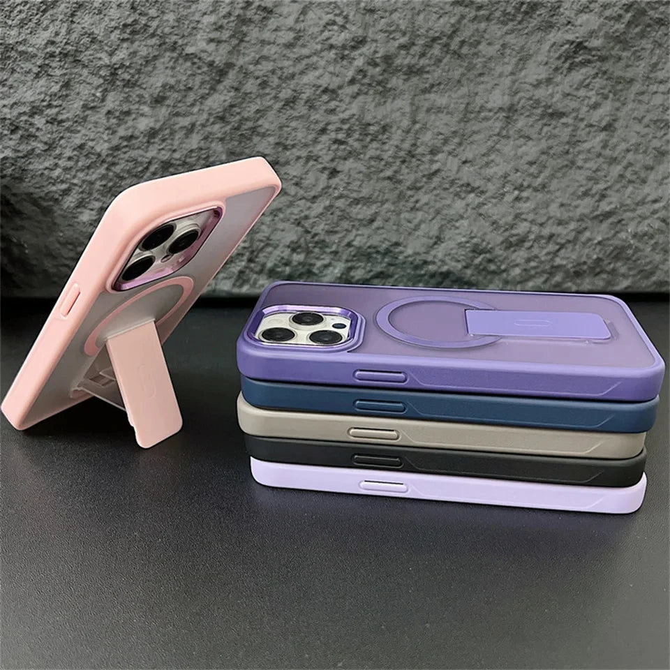 For Magsafe Magnetic Stand Invisible Support Phone Case for iPhone