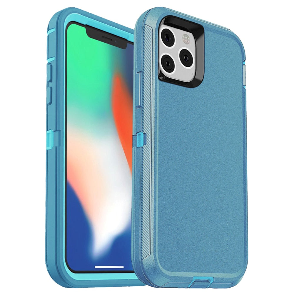 iPhone 15 14 13 12, 3 in1 Shockproof Defend Case Cover Belt Clip