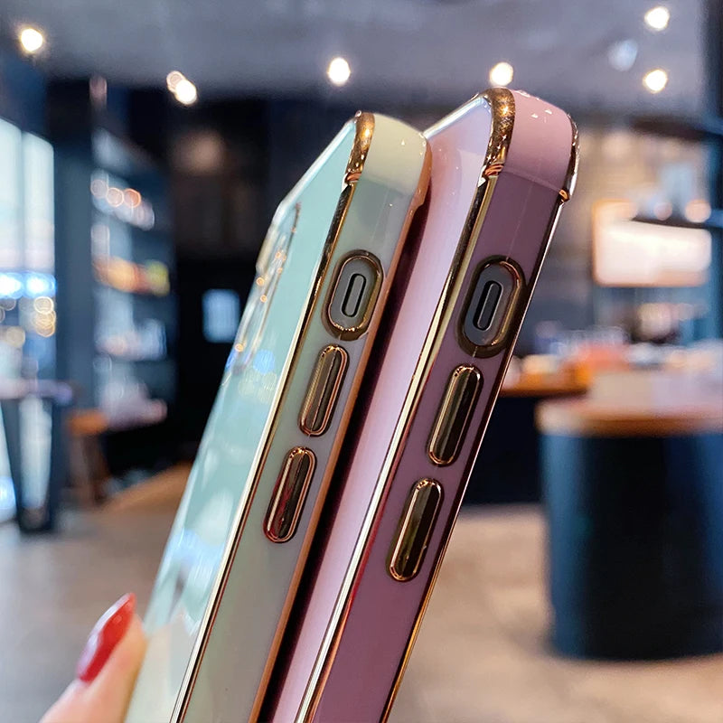 Plating Silicone Soft Case For iPhone Love Heart Cover