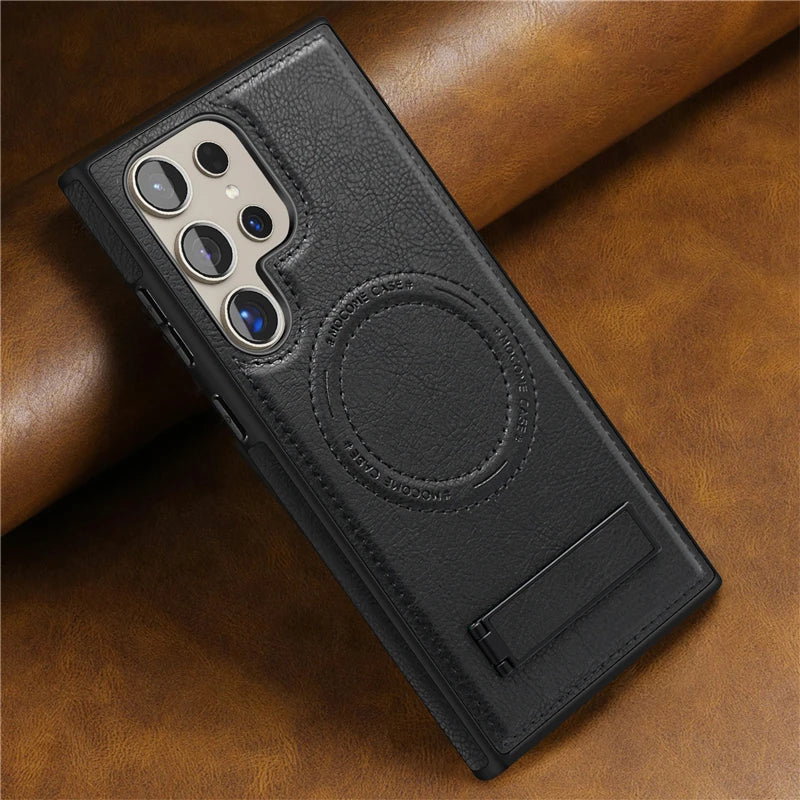 Leather Magnetic Fold Stand Holder Case
