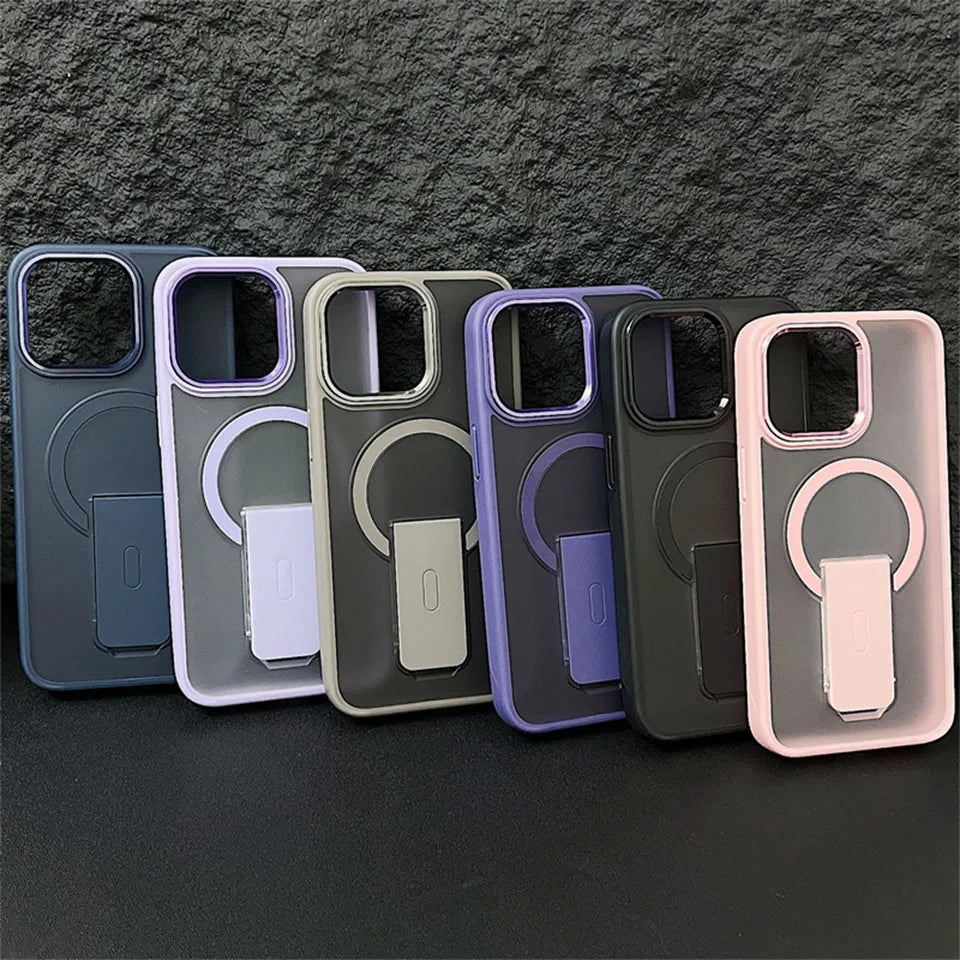 For Magsafe Magnetic Stand Invisible Support Phone Case for iPhone